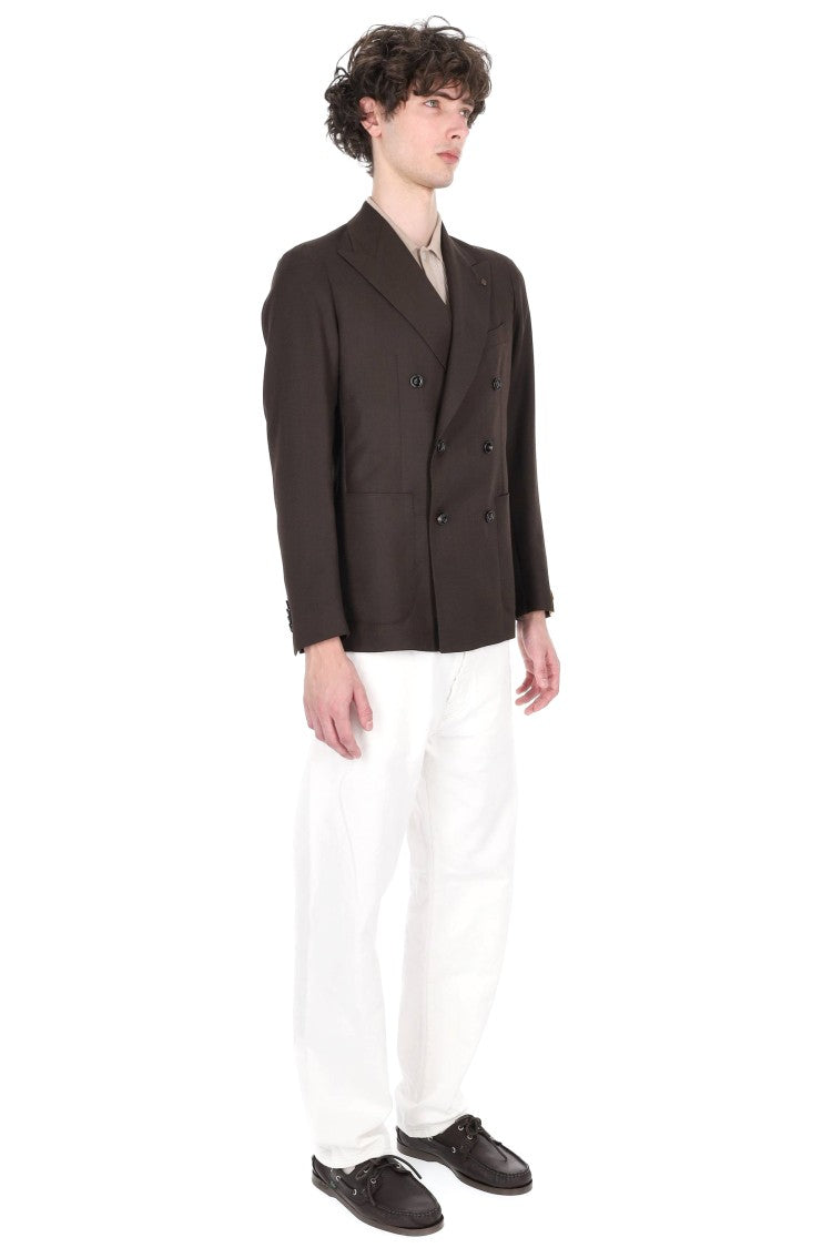 Tagliatore Montecarlo Herringbone Virgin Wool Double-Breasted Blazer