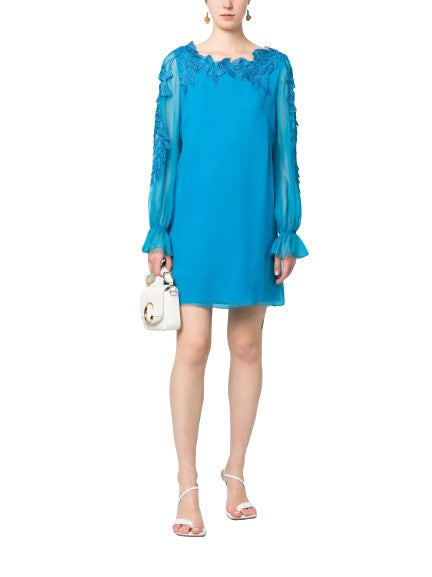 Alberta Ferretti Electric Blue Silk Mini Skirt Ruffles