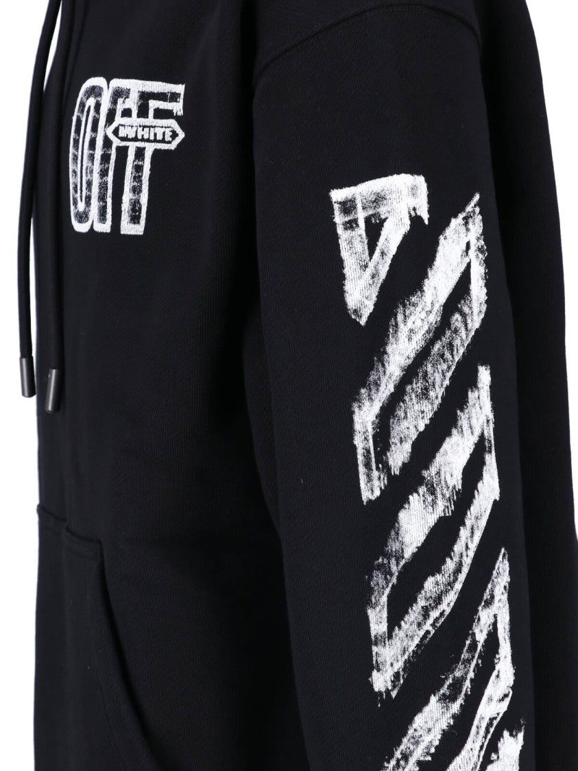 Off-White Motion Arrow Skate Black Cotton Hoodie With Distinctive Graphic Prints