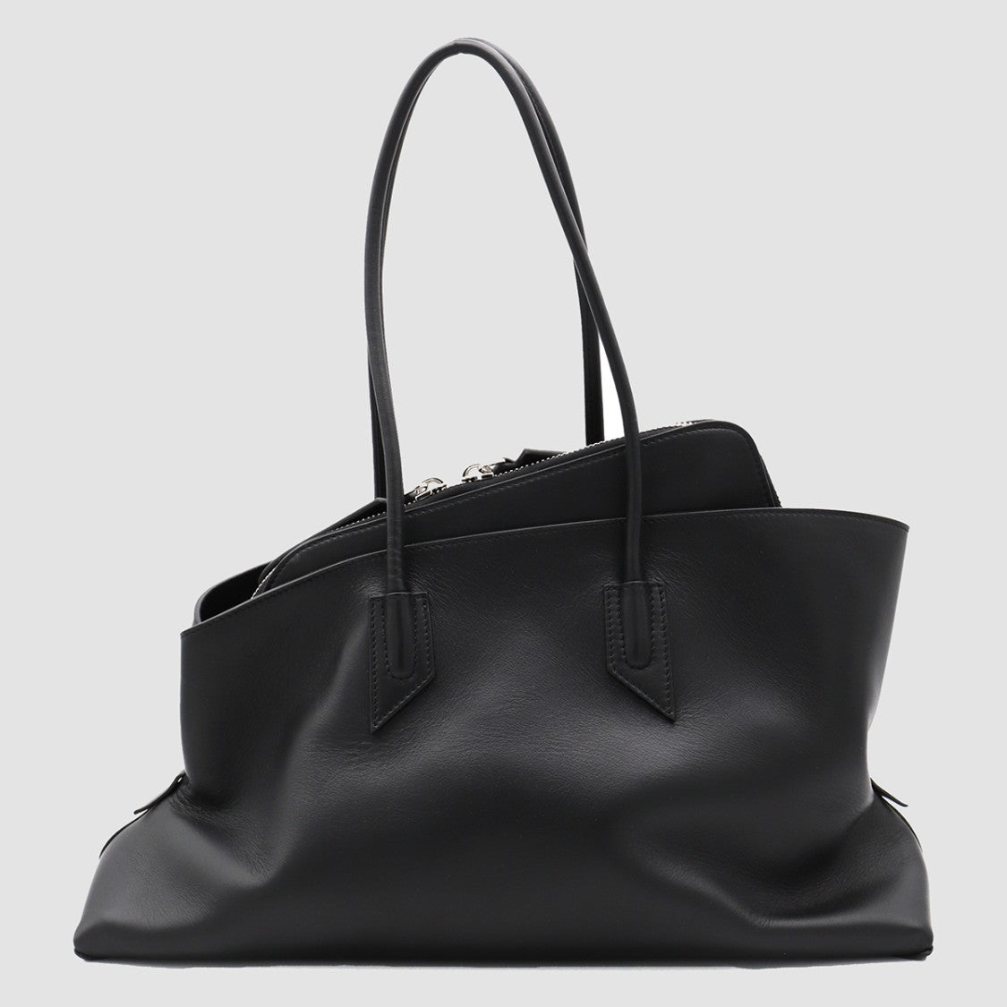 The Attico Soft-Structured Black Tote Bag With Zippered Compartment