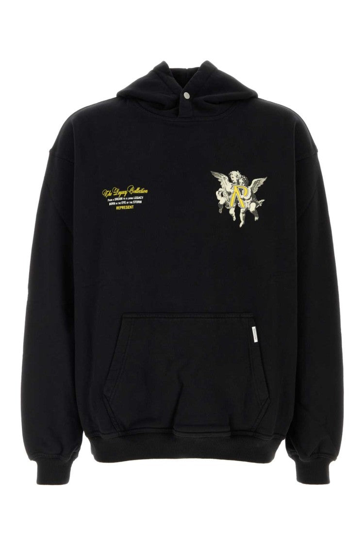 Represent Black Cotton Oversize Represent Legacy Cherubs Sweatshirt