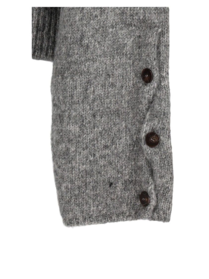 Alysi Grey Cropped High-Neck Alpaca-Blend Sweater