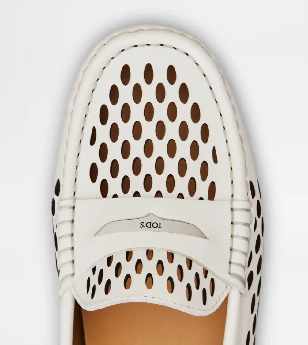 Tod's Perforated White Loafers