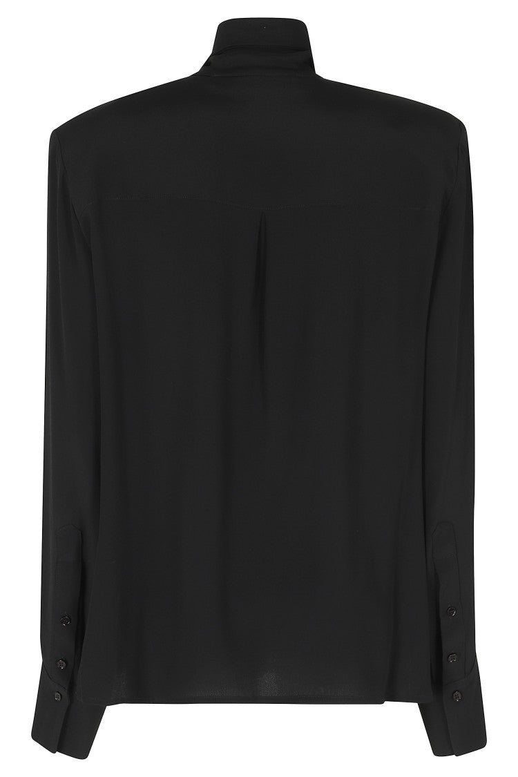 Federica Tosi Black V-Neck Scarf-Style Acetate-Silk Blouse