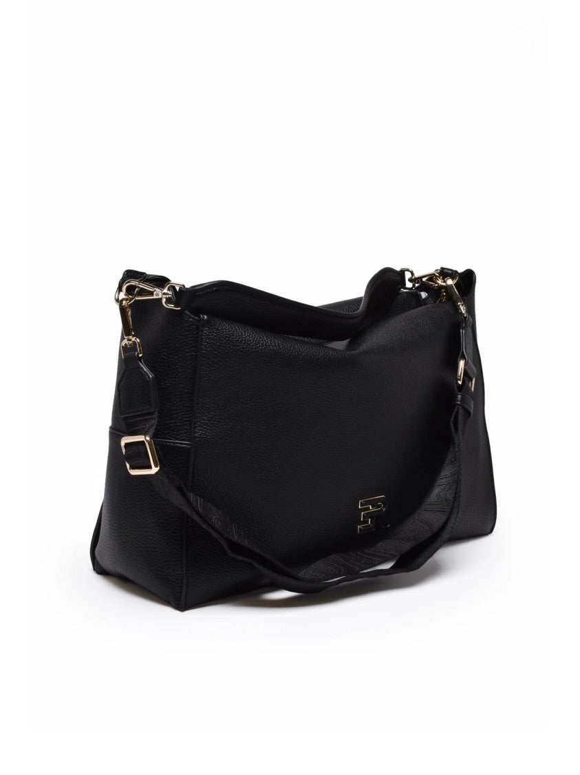 Ermanno Firenze Black Polyurethane Victoria Shoulder Bag