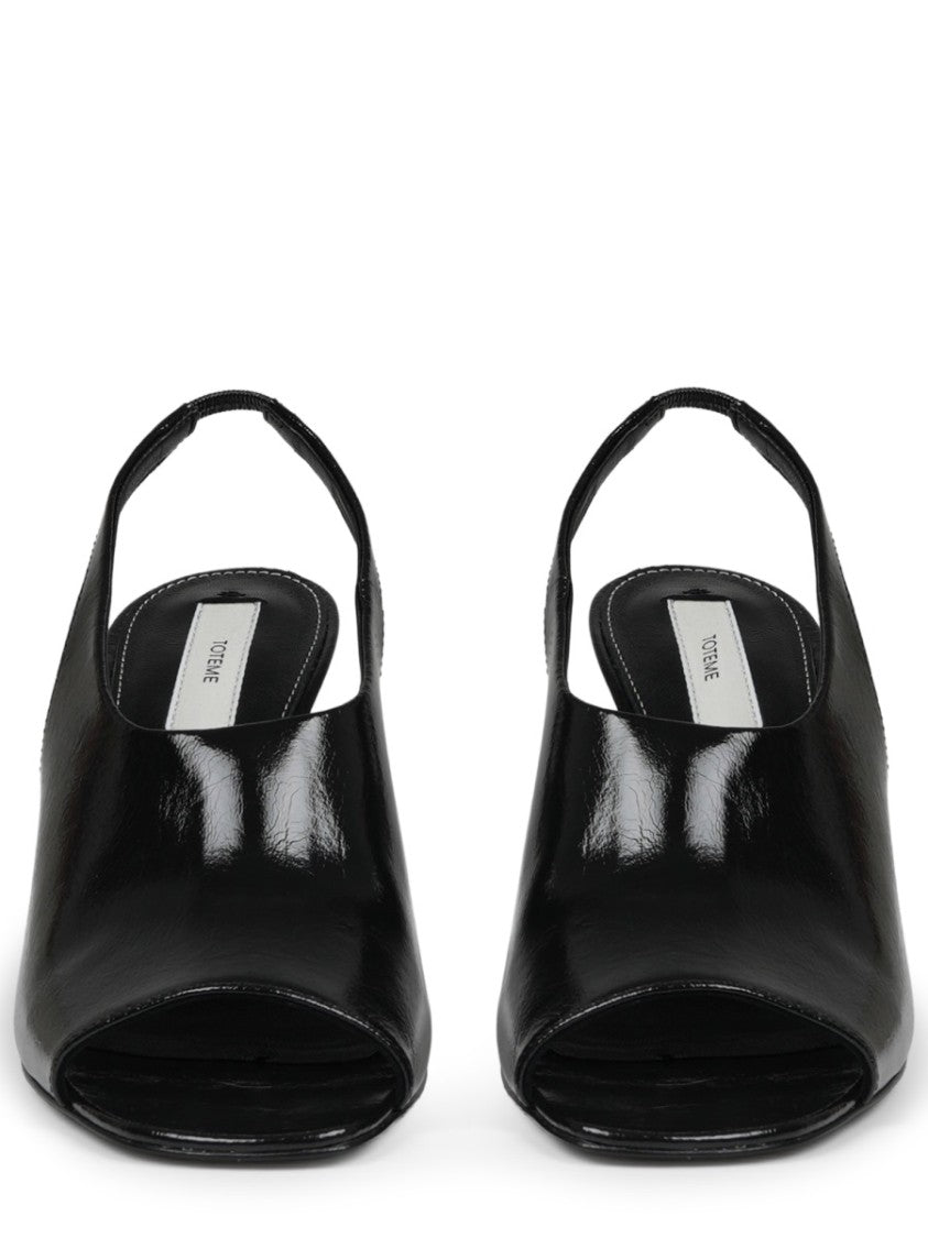 Totême Contour Glossy Leather Slingback Sandals