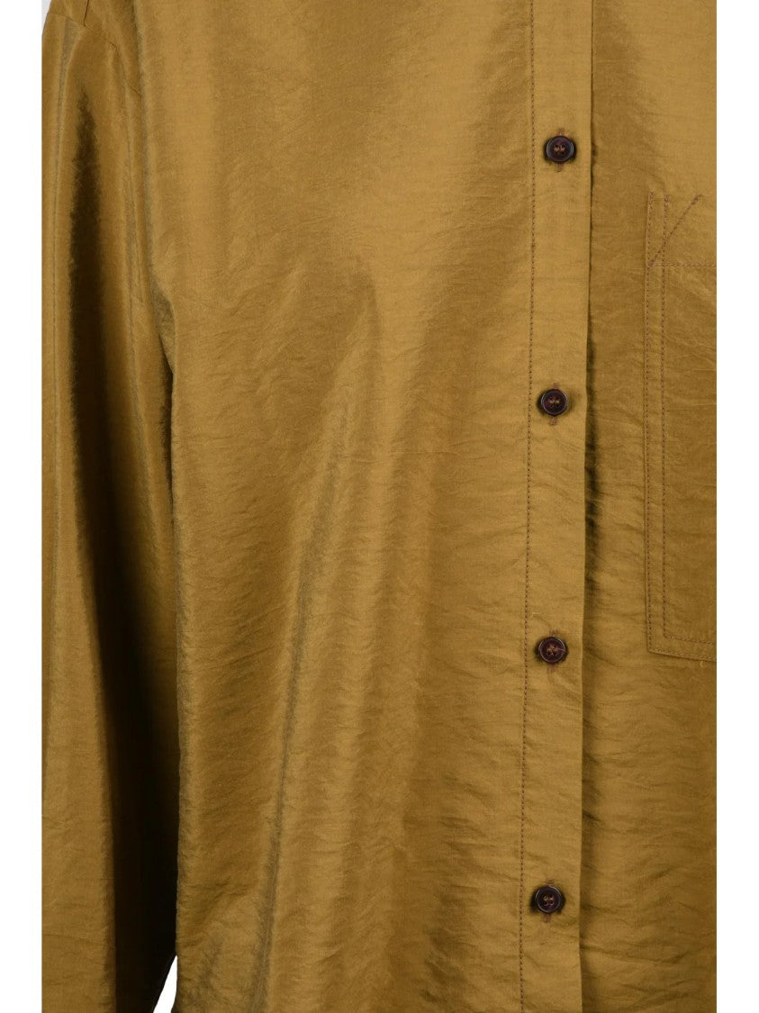 Alysi Khaki Silk-Blend Fluid Shirt