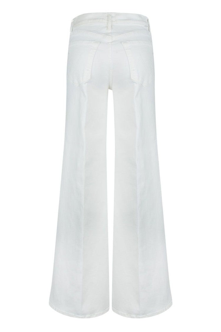 Mother White The Twister Sneak Five-Pocket Cotton-Blend Flared Jeans