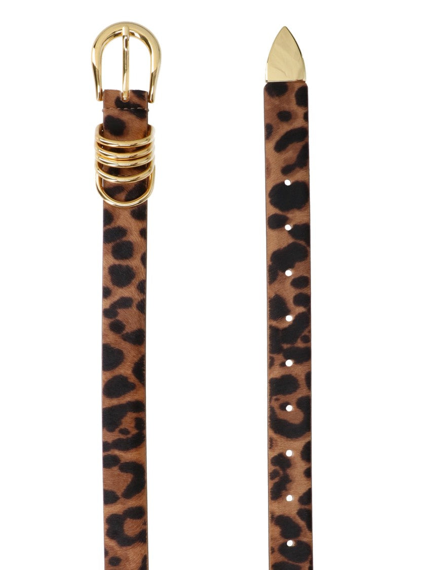 Dehanche Brown Pony Hair Animal Print Belt