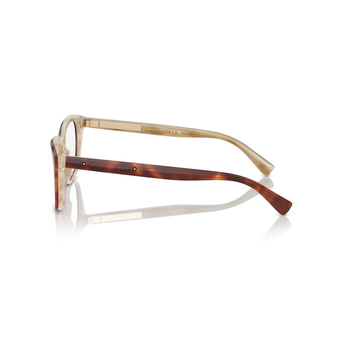 Brunello Cucinelli 0Bc3004 Translucent Beige Cat-Eye Sunglasses With Tortoiseshell Arms