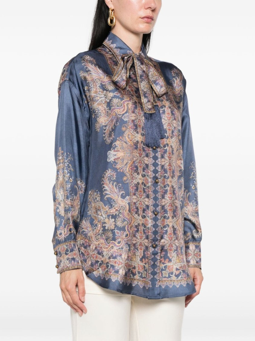 Zimmermann Valiant Placement Print Relaxed Silk Shirt