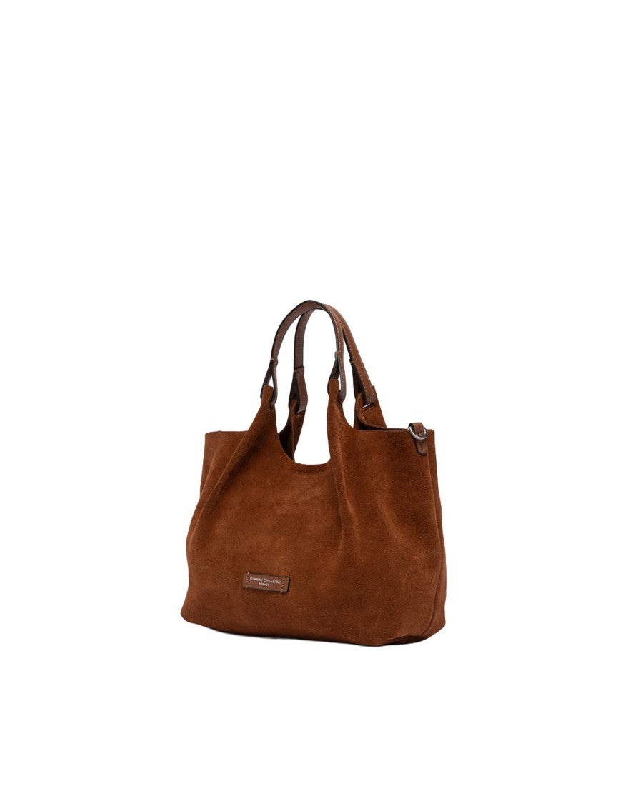 Gianni Chiarini Cognac Dua Suede Leather Tote Bag
