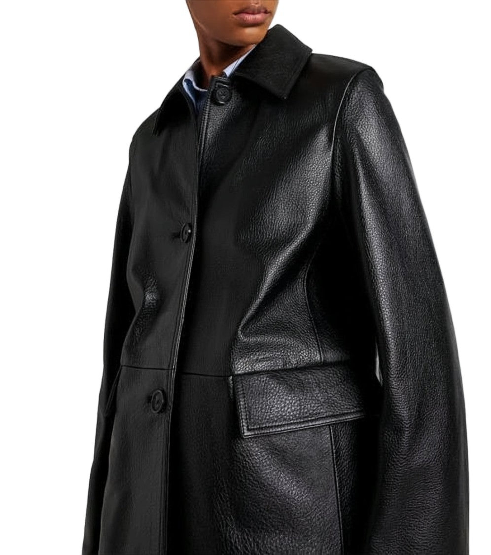 Totême Sleek Calf Leather Jacket With Flap Pockets