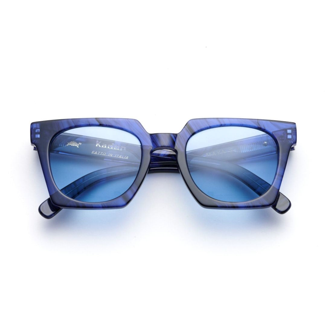 Kador Maya-S Oversized Square Frame Sunglasses With Marbled Blue Finish