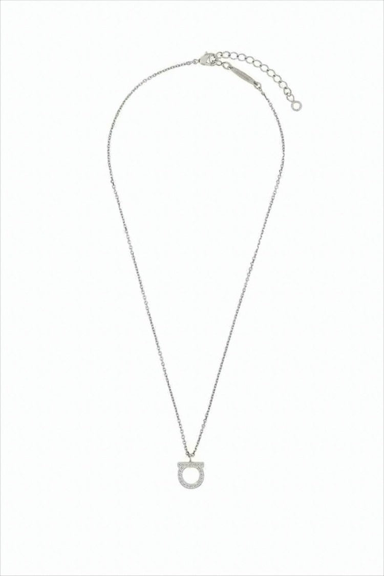 Salvatore Ferragamo Delicate Silver Necklace With Rounded Pendant