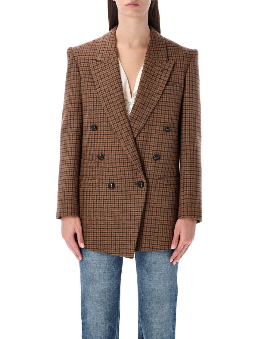 Chloé Chloé Double-Breasted Houndstooth Wool Blazer