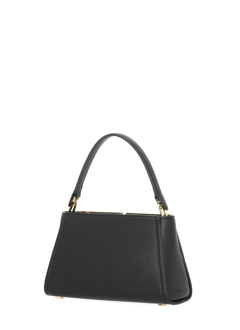Elisabetta Franchi Textured Leather-Effect Handbag With Geometric Logo