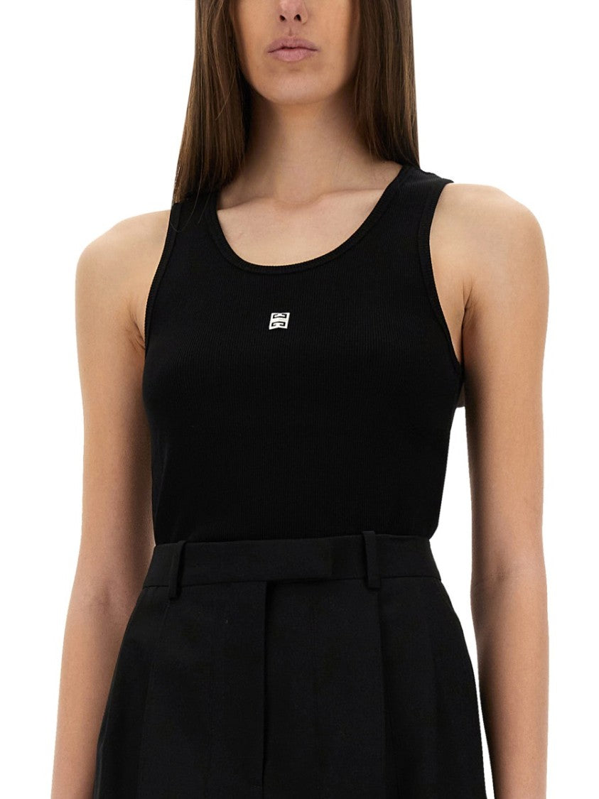 Givenchy Slim Fit Black Tank Top With Logo Detail