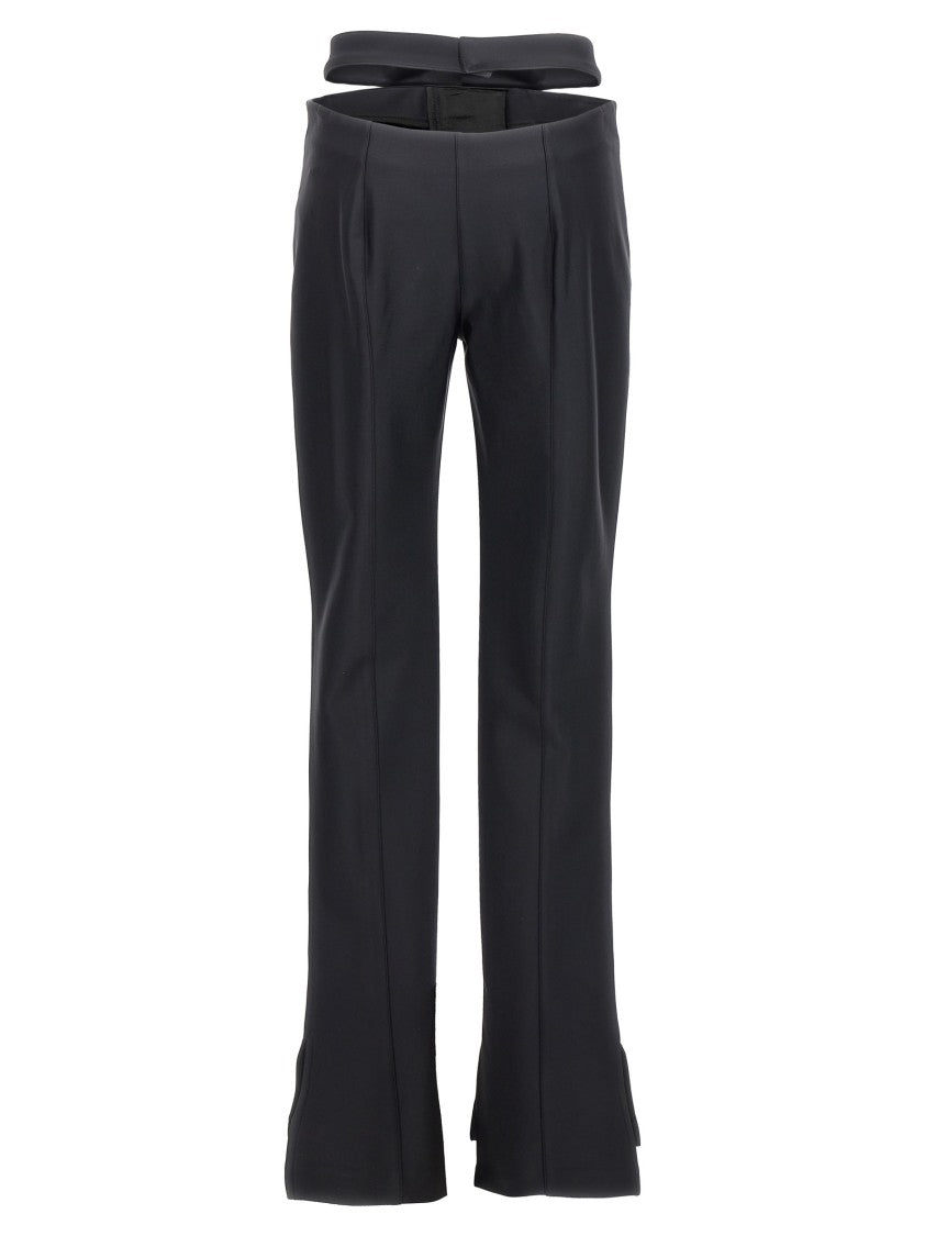 Mugler Flared Black Pants With Stylish Split Detail