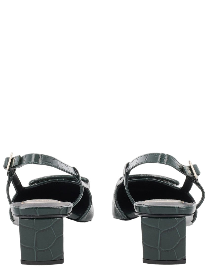 Roger Vivier Belle Vivier Night Crocodile-Embossed Slingback