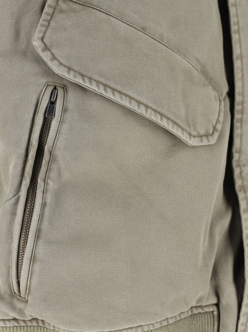 Entire Studios Green Removable Mouton Collar Cotton Jacket
