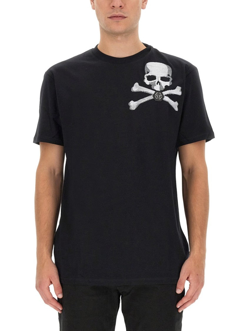 Philipp Plein Skull And Crossbones Logo Black T-Shirt