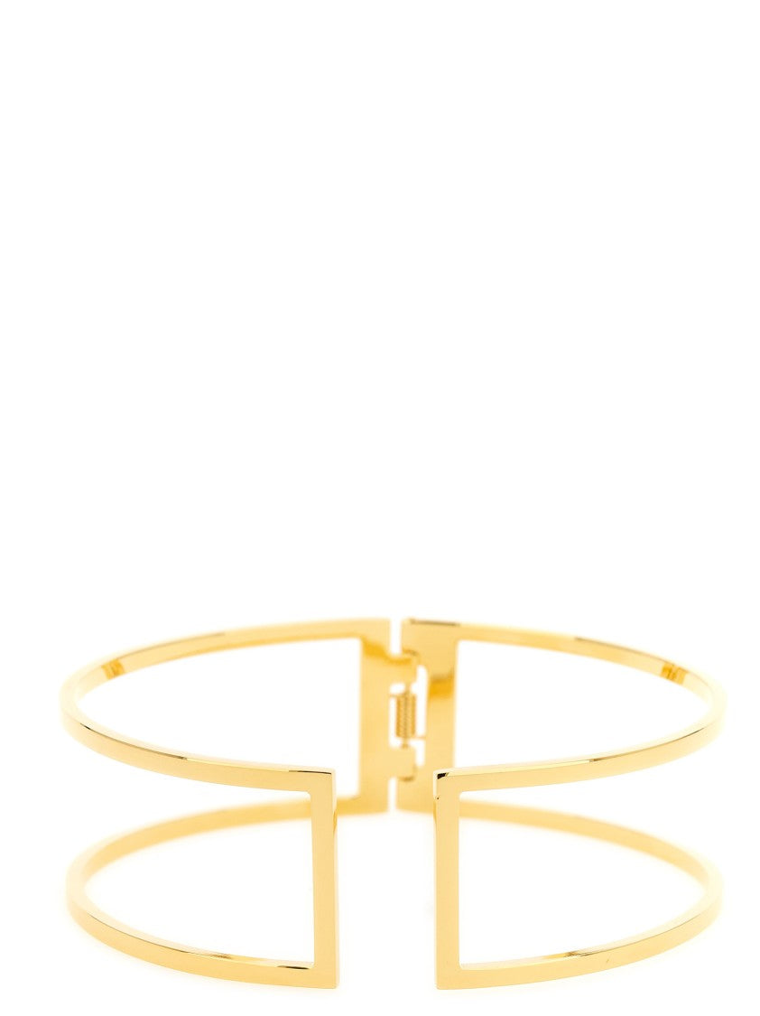Elisabetta Franchi Cut-Out Metal Choker Necklace With Spring Opening