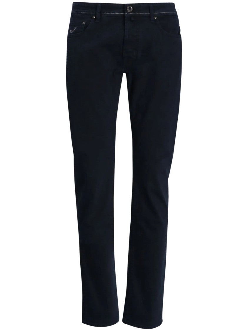 Jacob Cohen Contrast-Stitched Five-Pocket Cotton Straight-Leg Pants