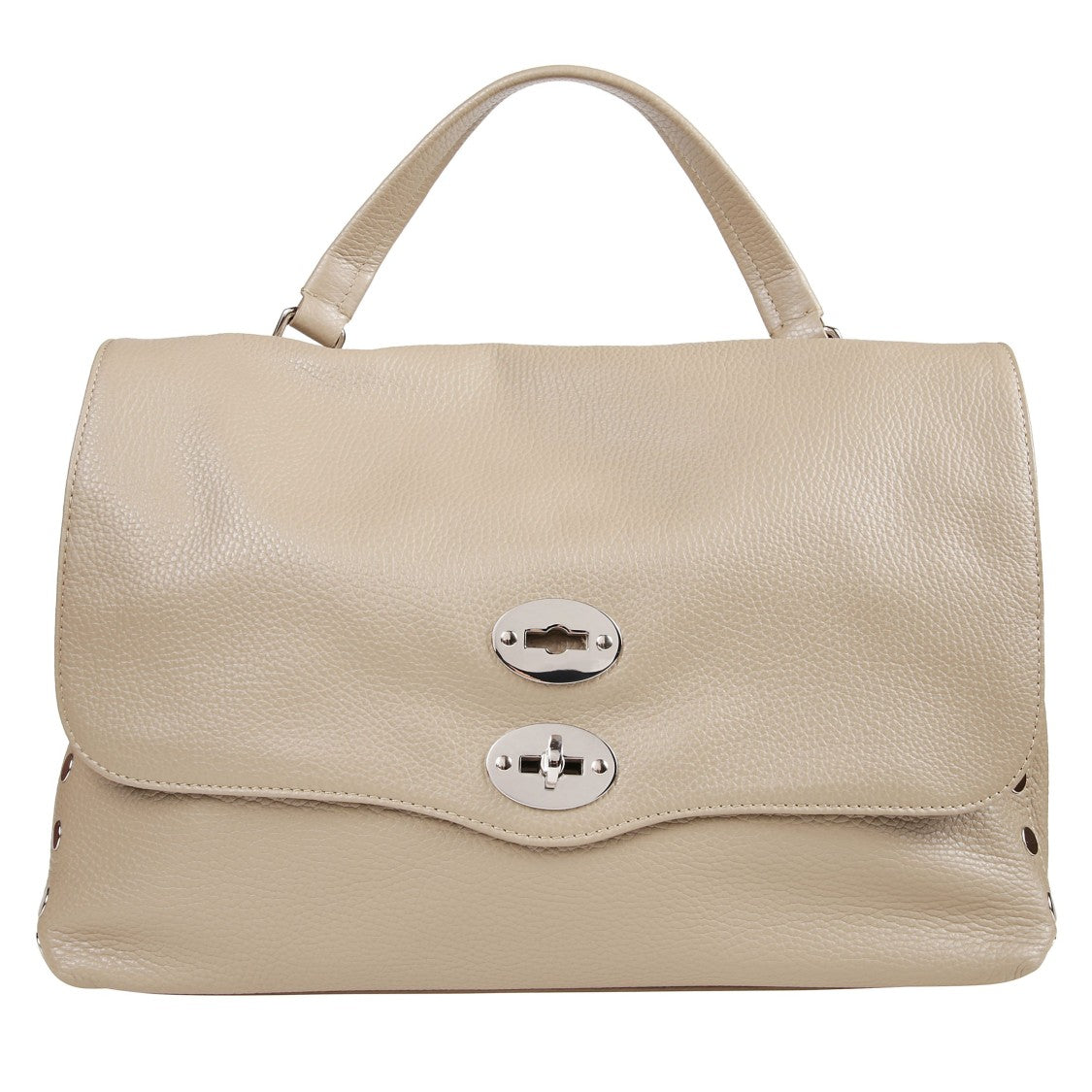 Zanellato Hammered Leather Handbag With Dual Turn-Lock Closure