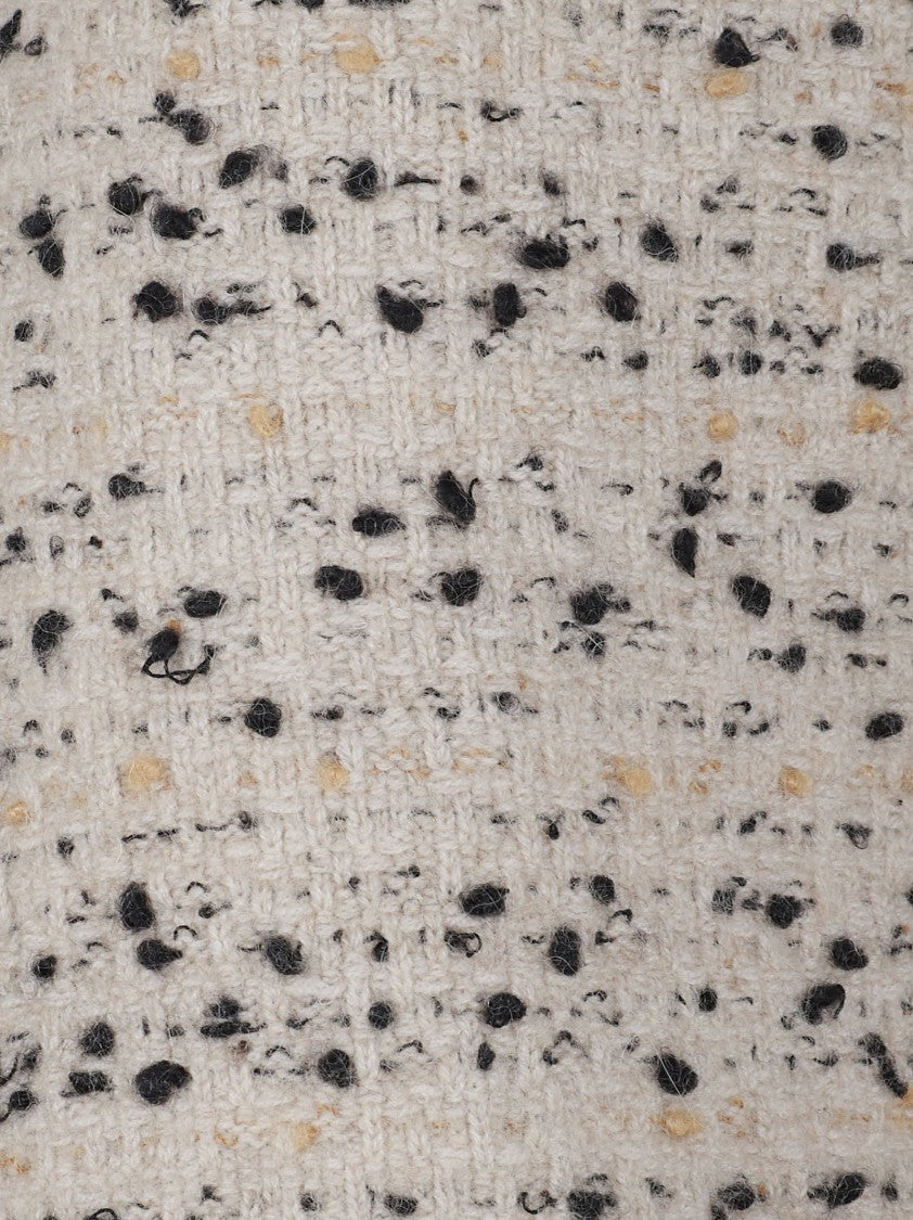 Fabiana Filippi Ecru Textured Thigh-Length Skirt With Side Zip Fastening