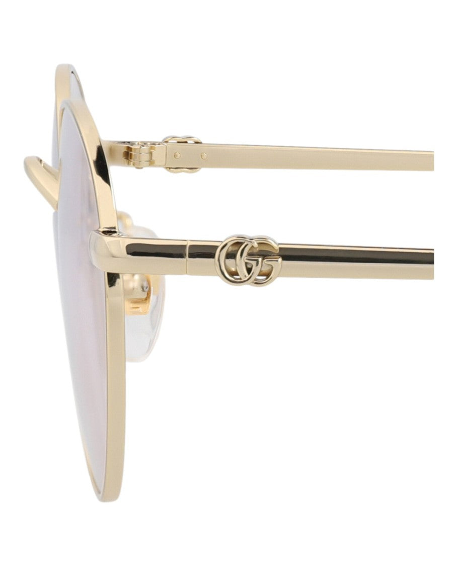 Gucci Round-Frame Metal Sunglasses
