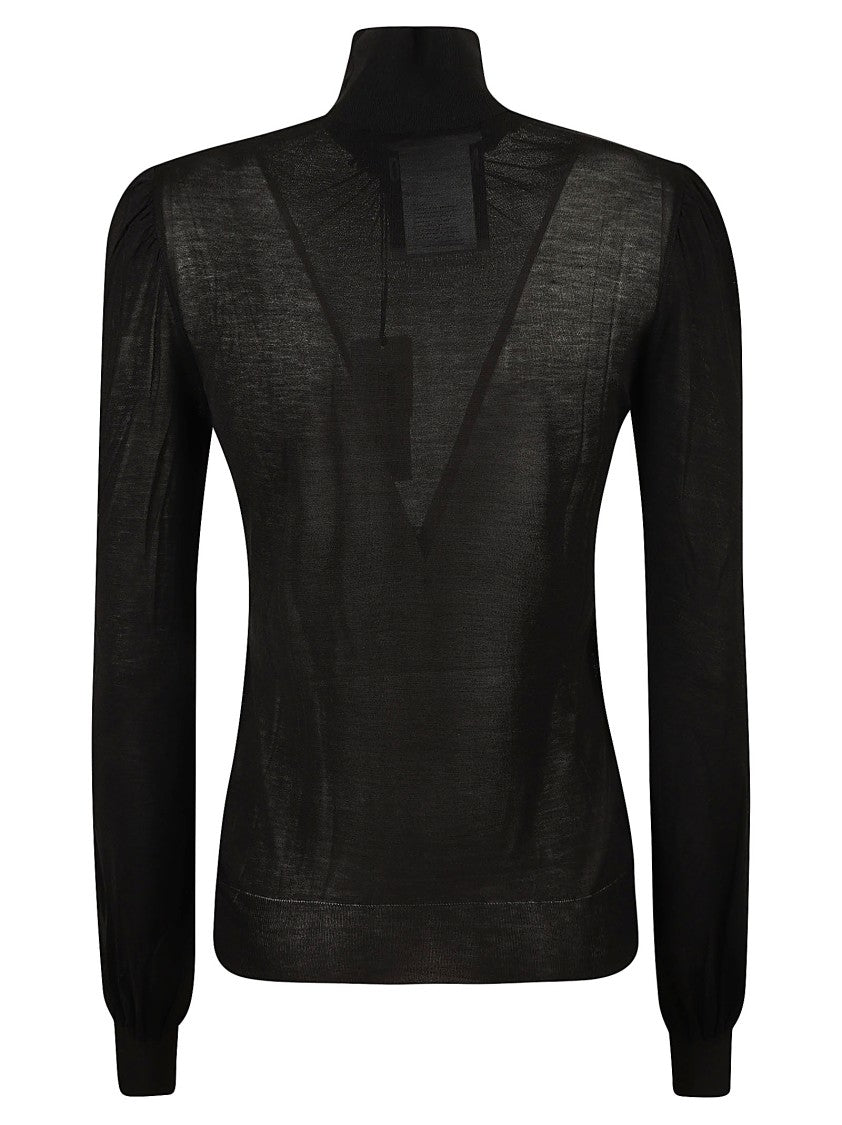 Moschino High-Neck Black Sweater With Puffed Sleeves