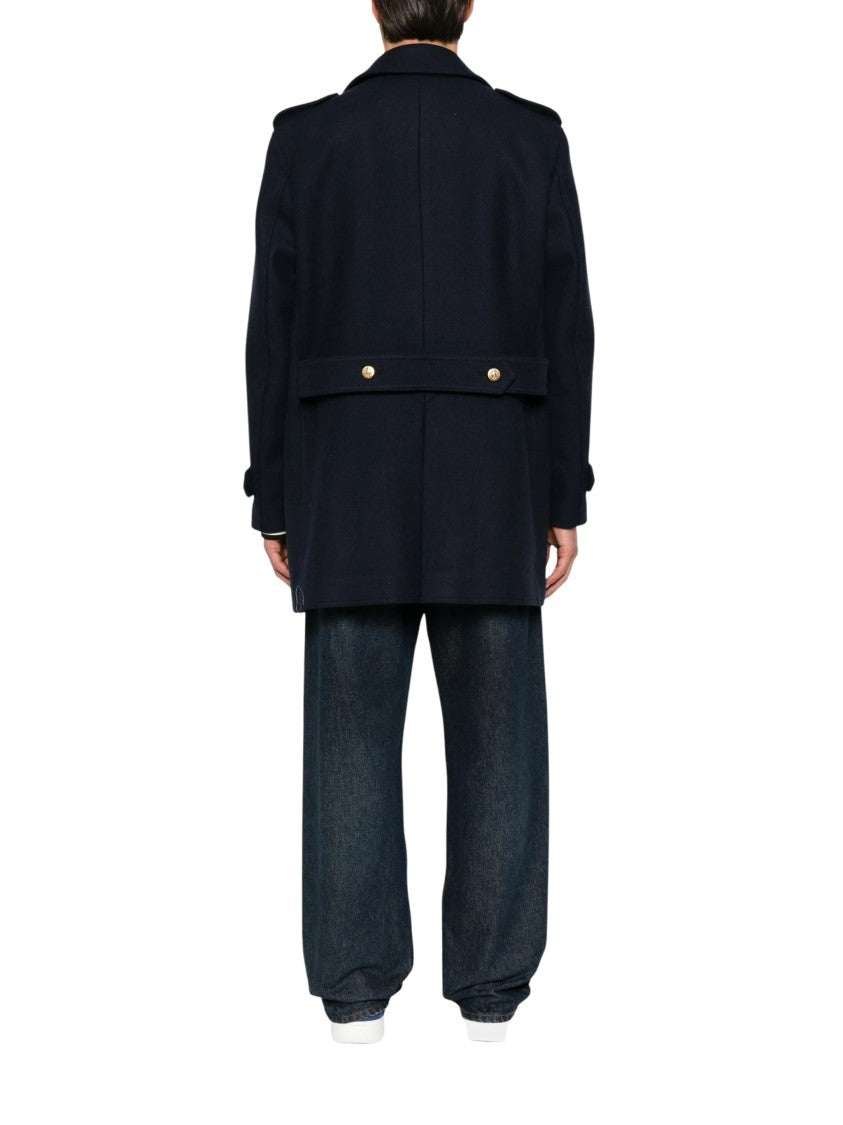 Dolce & Gabbana Navy Double-Breasted Gold-Button Peacoat