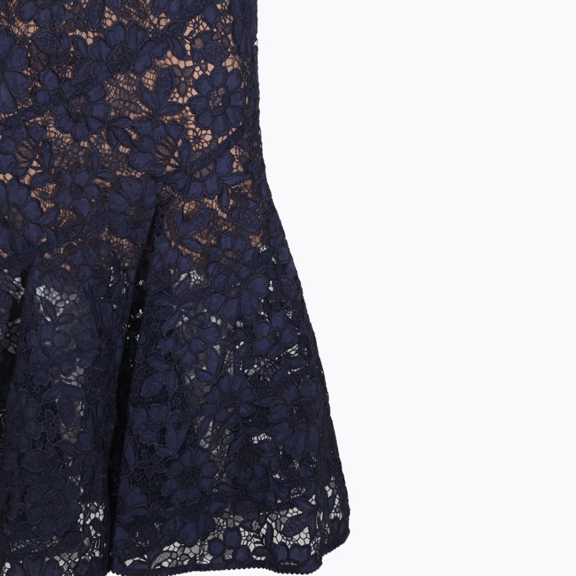 Self-Portrait Fitted Floral Lace Scalloped Midi Dress