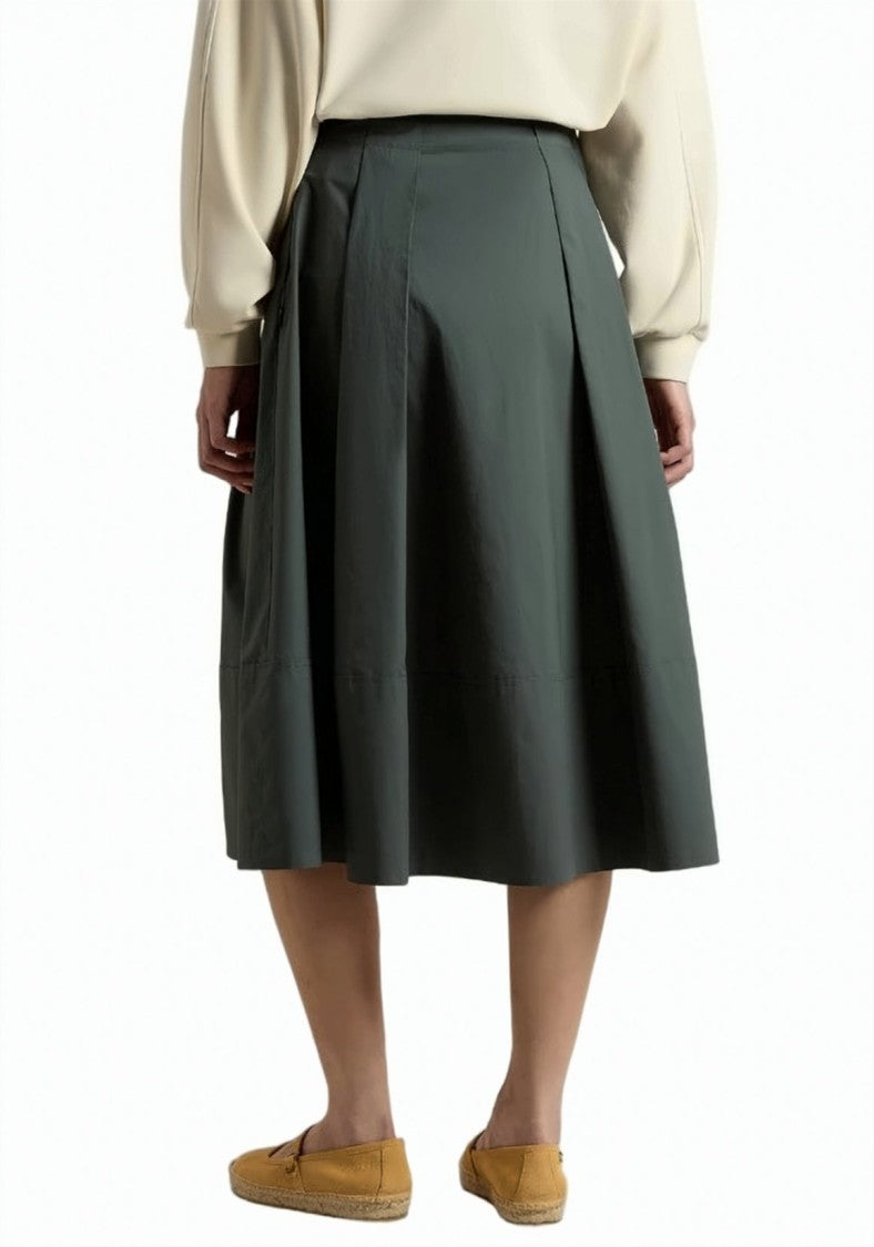 Woolrich Pure Cotton Poplin Front Pleated Skirt