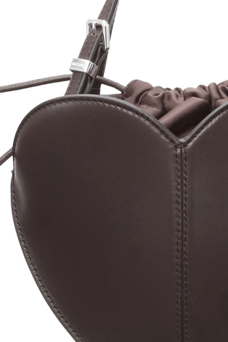 Rotate Brown Leather Adjustable-Handle Heart Shoulder Bag