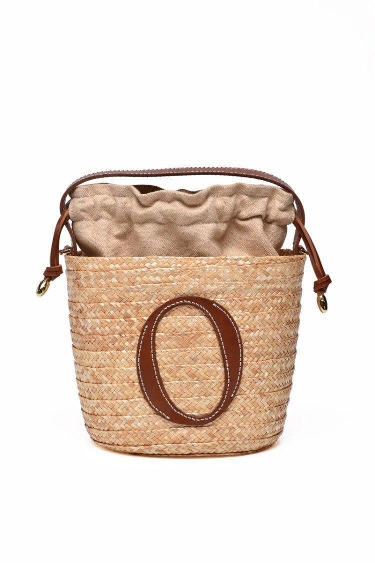 Orciani Mini Straw Bucket Bag - Beige/Brown