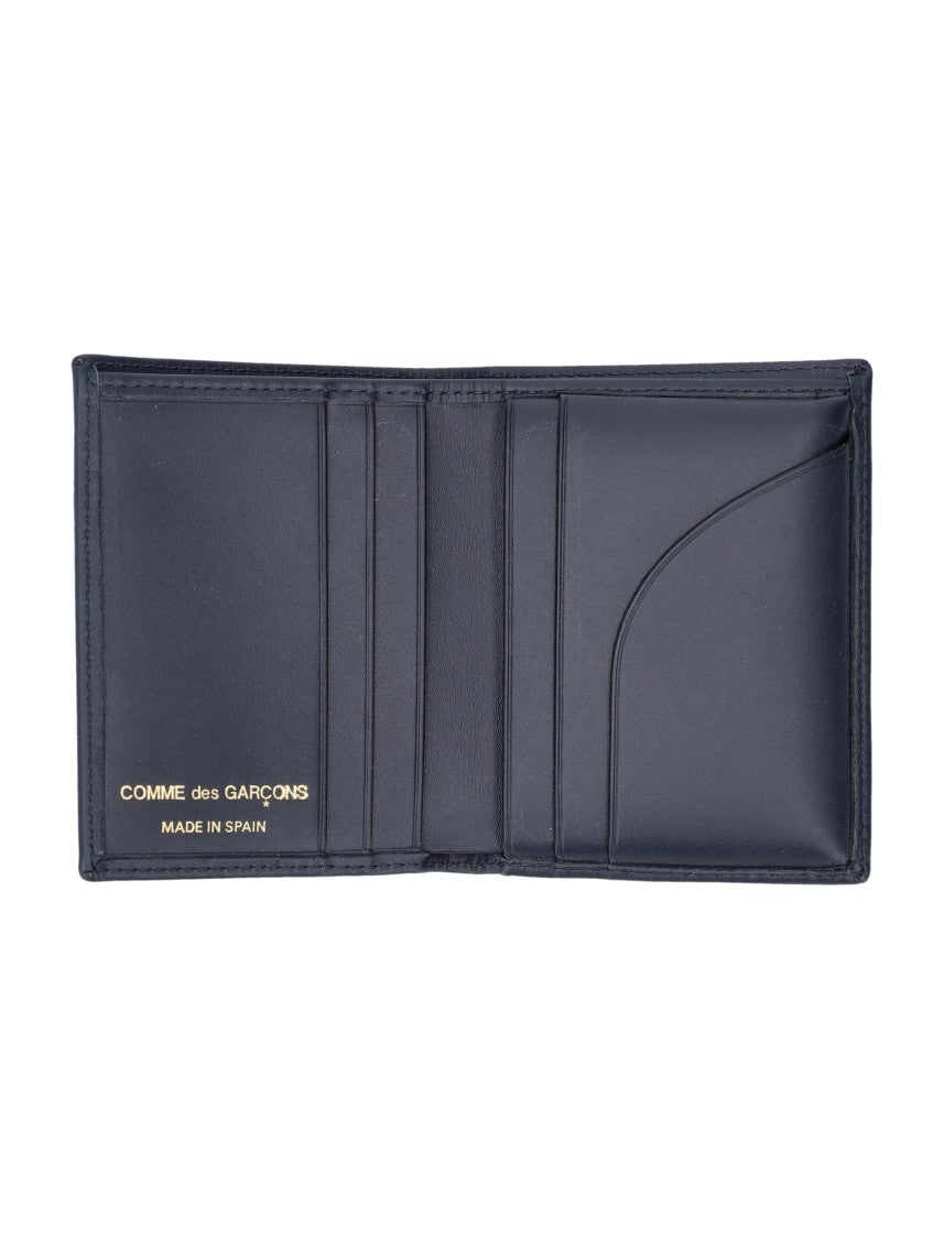 Comme Des Garçons Navy Leather Bi-Fold Cardholder With Multiple Slots
