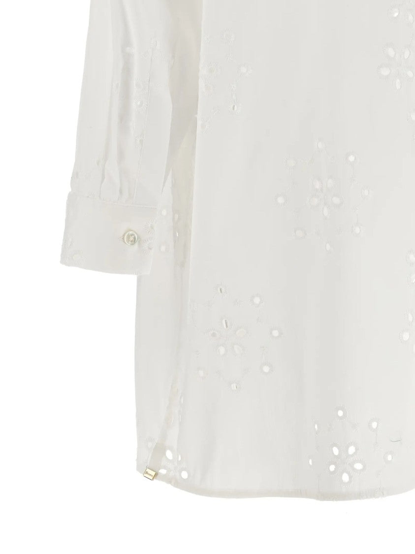 Herno White Raised Embroidery Cotton Shirt