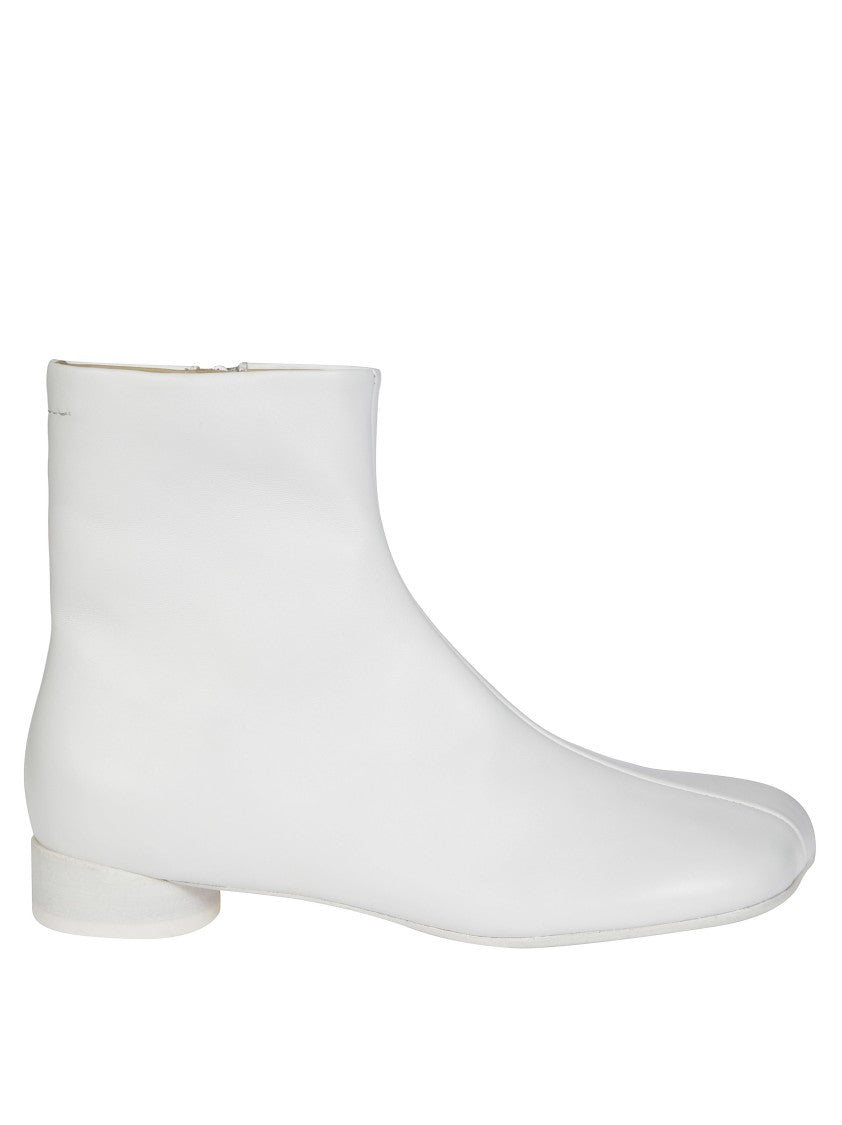 Mm6 By Maison Margiela White Ankle Boots With Smooth Leather Finish