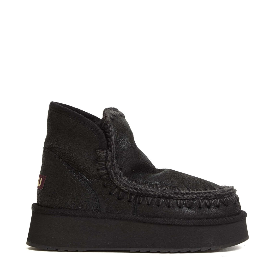 Mou Mini Eskimo Platform Boots With Crochet Stitch Detailing