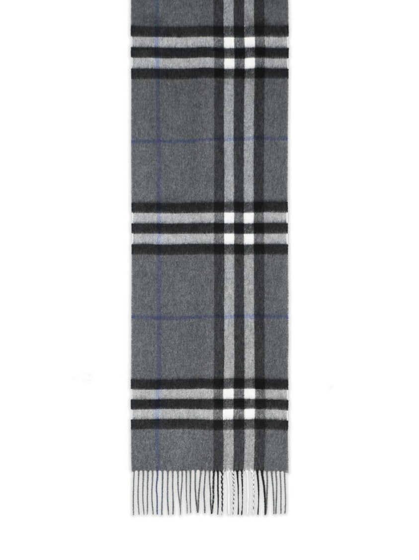 Burberry 'Mu Giant Check' Grey Cashmere Scarf