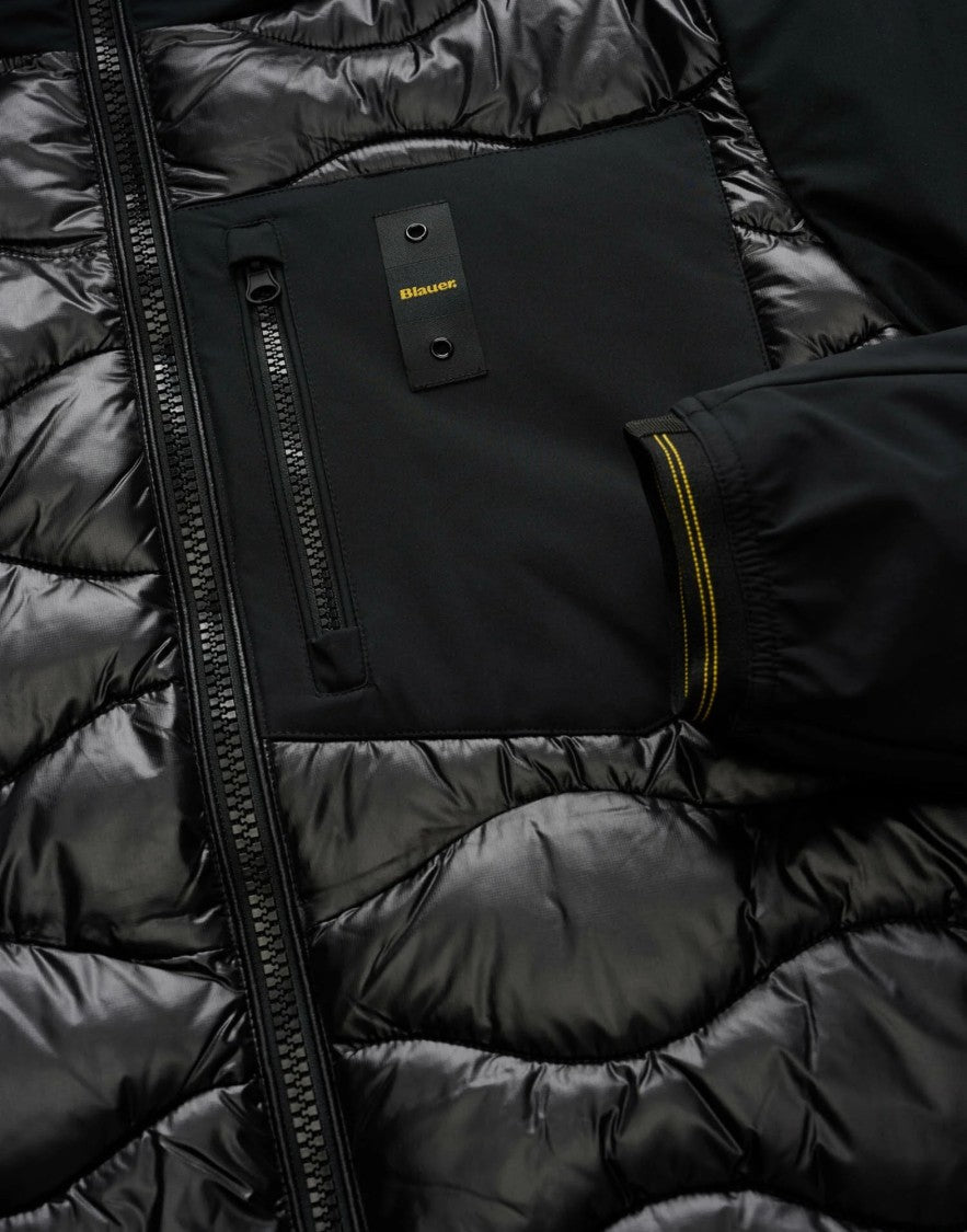 Blauer Black Albert Wave-Quilted Nylon Neoprene Down Jacket