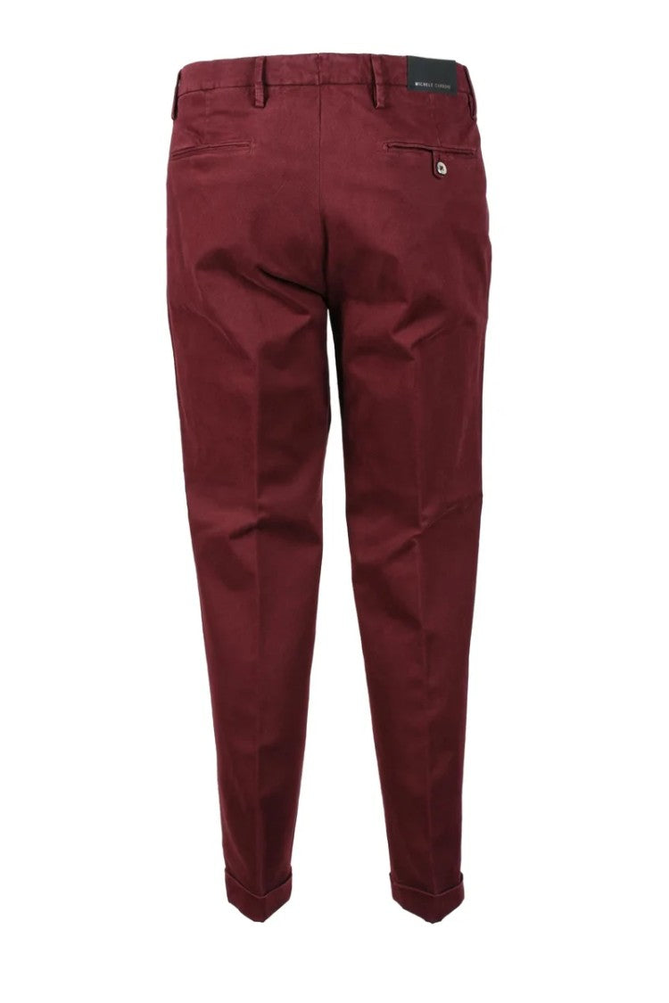 Michele Carbone Cotton Stretch Trousers With Classic Waistband And Cuffed Hems