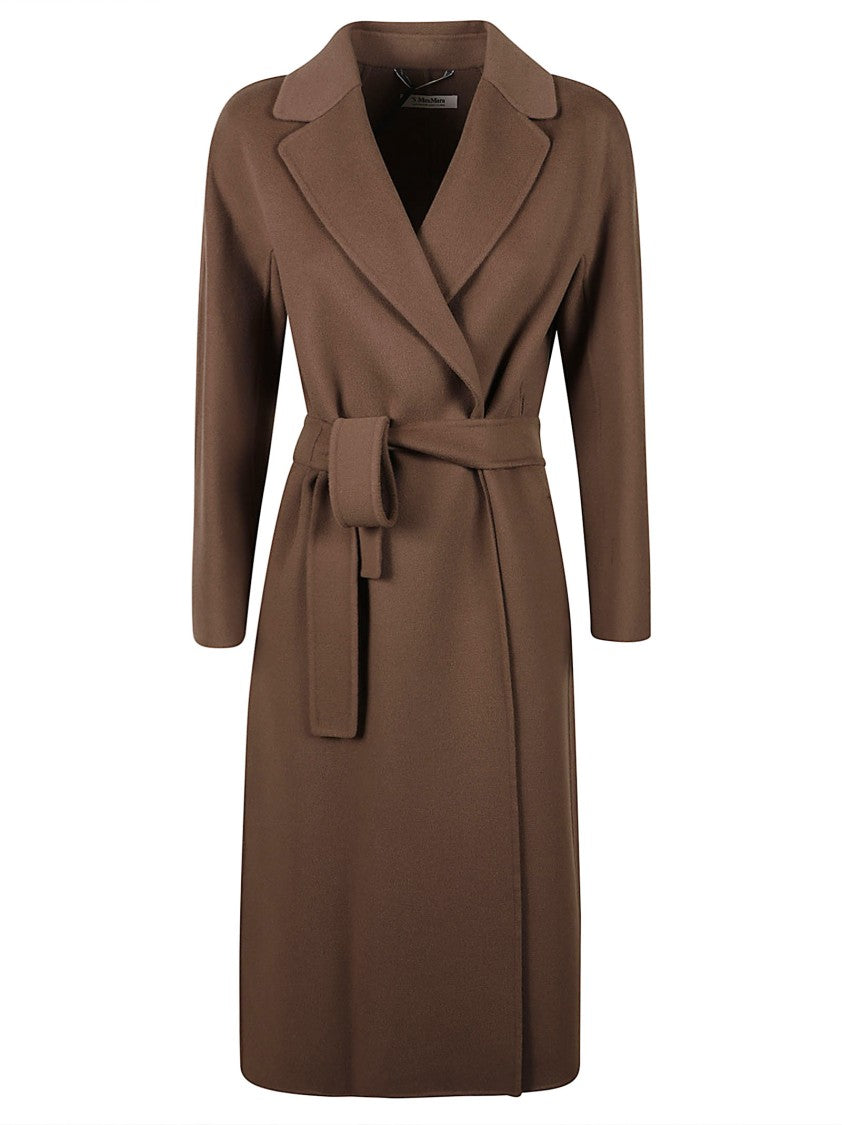 Max Mara Knee-Length Tailored Coat With Classic Lapel And Self-Tie Belt