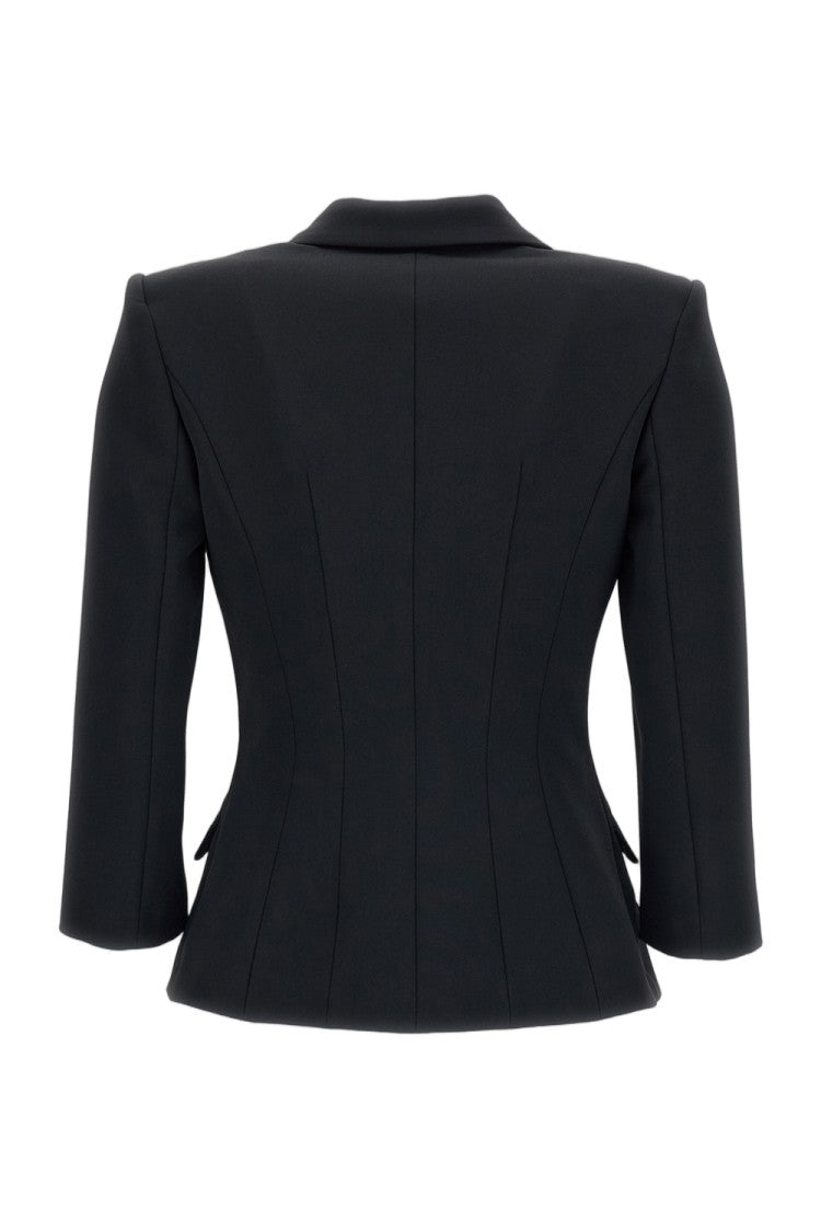Elisabetta Franchi Black Double Stretch Crêpe Double-Breasted Blazer