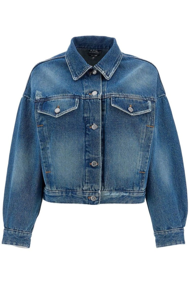 A.P.C. Cropped Denim Jacket With Traditional Collar