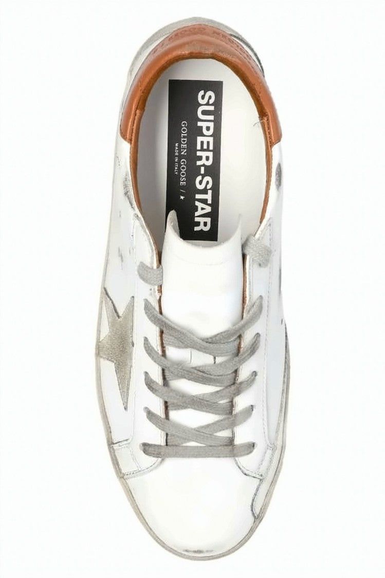 Golden Goose Distressed White Leather Low-Top Sneakers