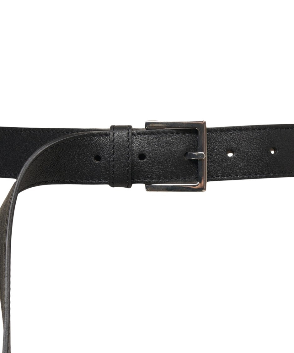 Orciani Elegant Black Leather Belt With Classic Rectangular Buckle
