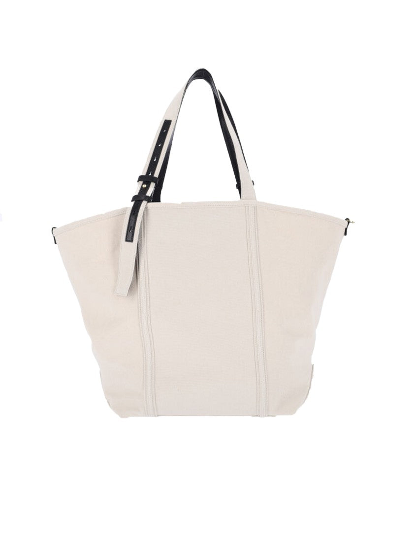 Golden Goose Beige Cotton Tote With Leather Accents